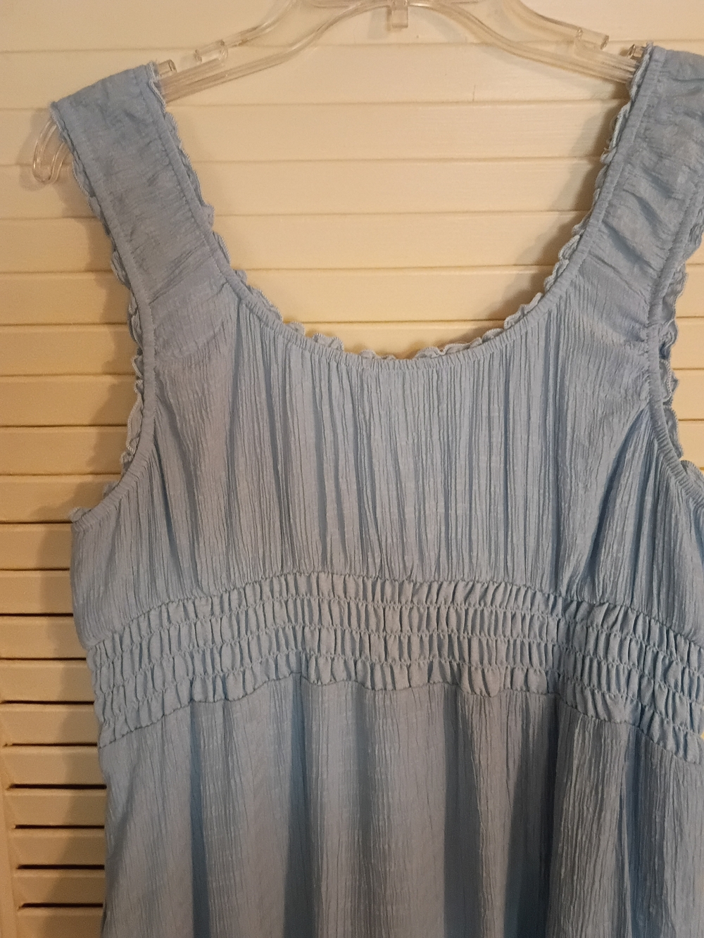 Light Blue Smocked Tiered Midi Dress - Women's Summer Dress - Picture 3 of 6
